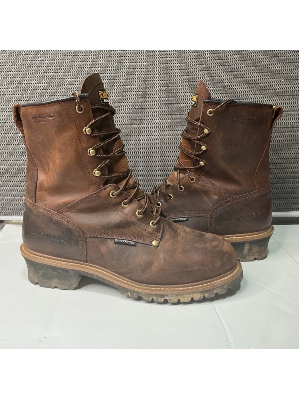 Carolina Mens Brown Waterproof Insulated Leather Work Boots Size 12 2E